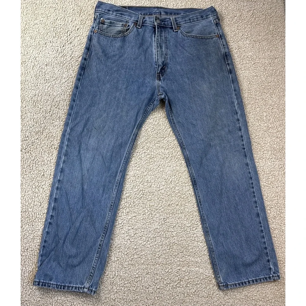 Levi's 505 Regular Fit Jeans 36x29 Men's Blue Medium Wash Straight Leg Denim